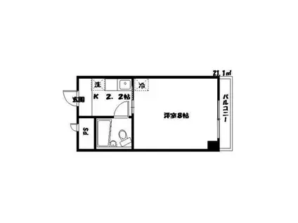 第2旭ビル(1K/6階)の間取り写真