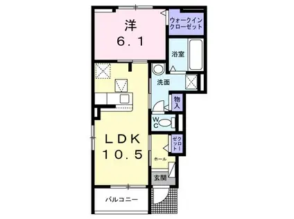 アムールC(1LDK/1階)の間取り写真
