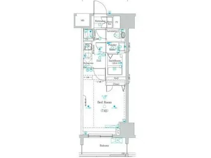 グランシアタワー亀戸(1K/12階)の間取り写真