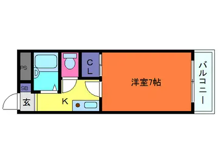 HU岩屋ハイツ(1K/4階)の間取り写真