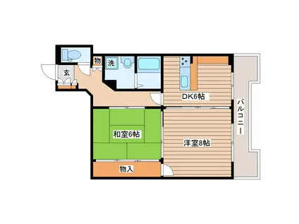 バリーハイツ(2DK/3階)の間取り写真