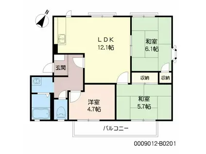 フレグランス学園台 B(3LDK/2階)の間取り写真