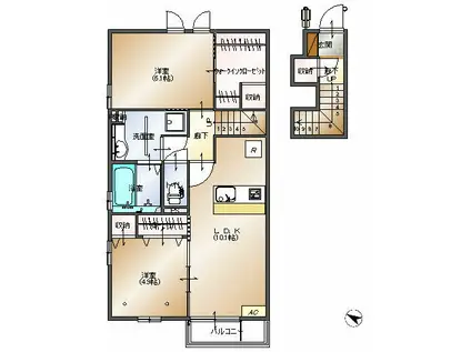 ラルジュ(2LDK/2階)の間取り写真