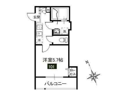 MELDIA小台2丁目(1K/1階)の間取り写真