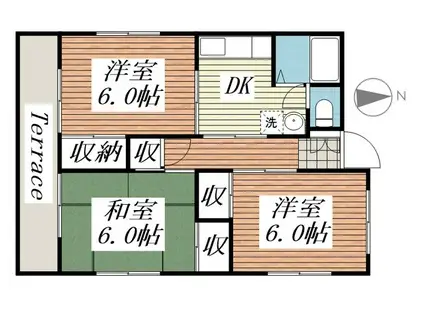 クレストコートアゼリアII(3DK/1階)の間取り写真