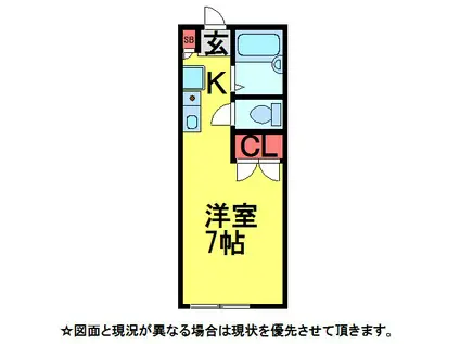 ニューブリッジ(1K/1階)の間取り写真