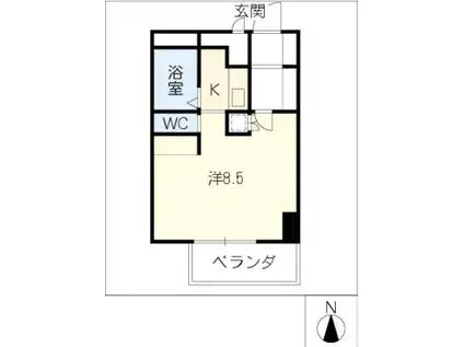 ユース山手館(1K/9階)の間取り写真