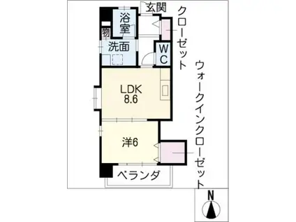 ウエストポイント(1LDK/5階)の間取り写真
