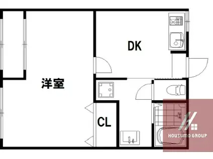 ヴィラナリ―港晴(1DK/3階)の間取り写真