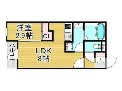 PHOENIX千早(1LDK/2階)の間取り写真