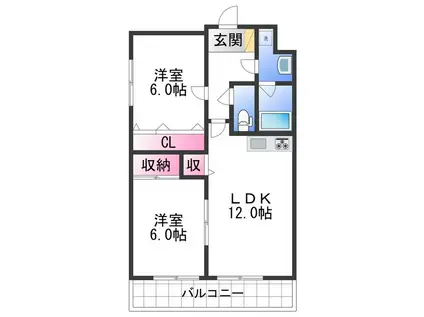 コモ・ド・ありえII(2LDK/2階)の間取り写真