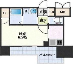 プレサンス東三国エンブレイス(ワンルーム/9階)の間取り写真