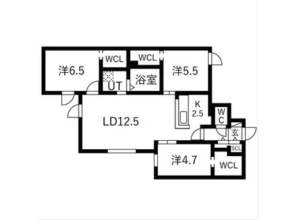 TS COURT ASABU イースト(3LDK/2階)の間取り写真