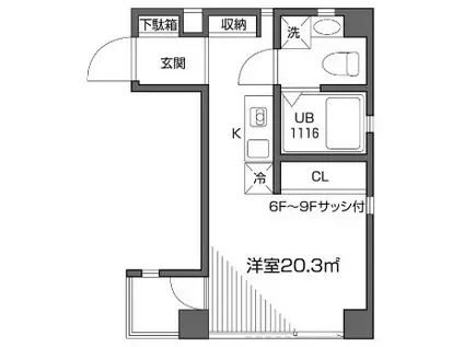 パークレジデンス芝公園(ワンルーム/6階)の間取り写真