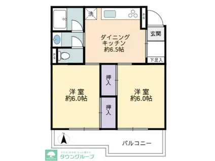 東急市が尾ドエリング(2DK/3階)の間取り写真