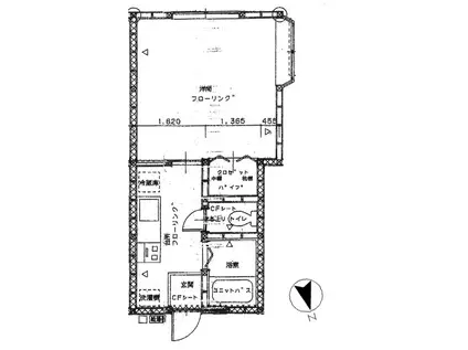 ドゥエリングF(1K/1階)の間取り写真