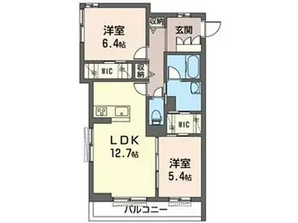 オルセーヌ(2LDK/2階)の間取り写真