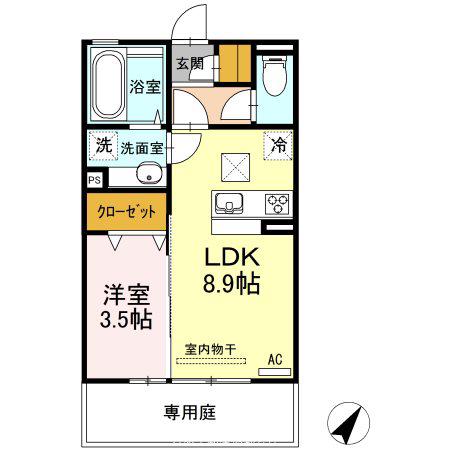 リッチプルメリア(1LDK/1階)の間取り写真