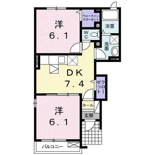 高松琴平電鉄志度線 八栗駅 徒歩8分 2階建 築16年(2DK/1階)の間取り写真