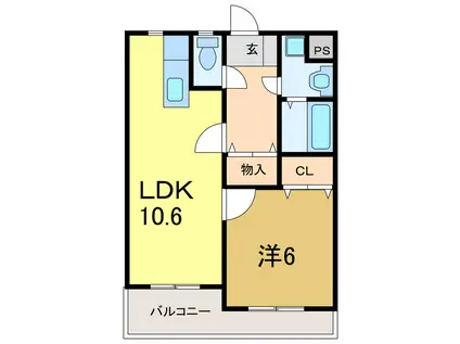 遠藤ハイツV(1LDK/3階)の間取り写真