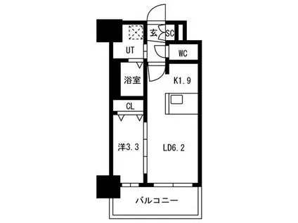 メイクスアート新栄III(1LDK/7階)の間取り写真