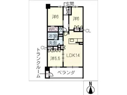 サンメゾン千種公園東(3LDK/6階)の間取り写真