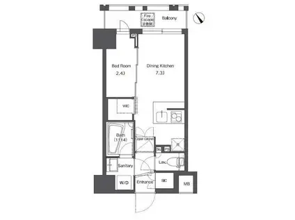 コンフォリア台東根岸(1DK/3階)の間取り写真