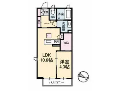 GRANTAGE下関III(1LDK/1階)の間取り写真