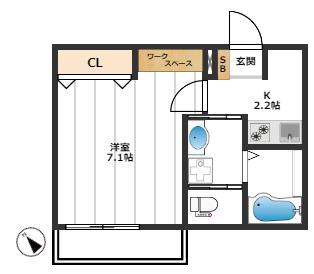 SKY板橋本町(1K/3階)の間取り写真