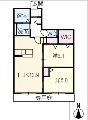 HEIM MAISON 庄内通駅東 A棟(2LDK/1階)の間取り写真