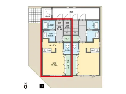 エムプールTAWARA(1K/1階)の間取り写真