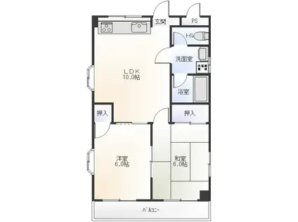 ドミールシャルマン(2LDK/3階)の間取り写真