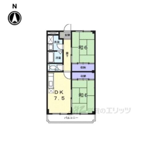 メモリー近藤(2DK/3階)の間取り写真
