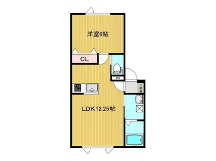 クレイドルB(1LDK/2階)の間取り写真