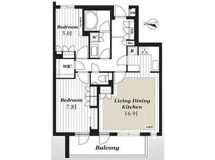 ピアース三宿(2LDK/4階)の間取り写真