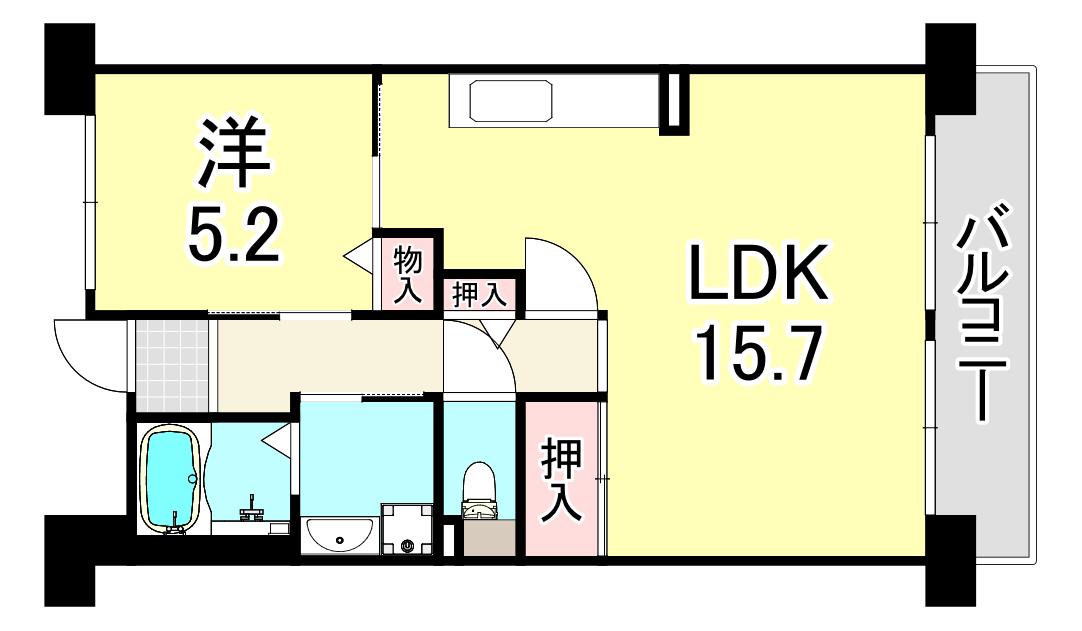 URパークタウン西武庫 9号棟(1LDK/6階)の間取り写真