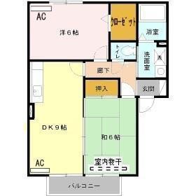 TKIフラットA棟(2DK/2階)の間取り写真