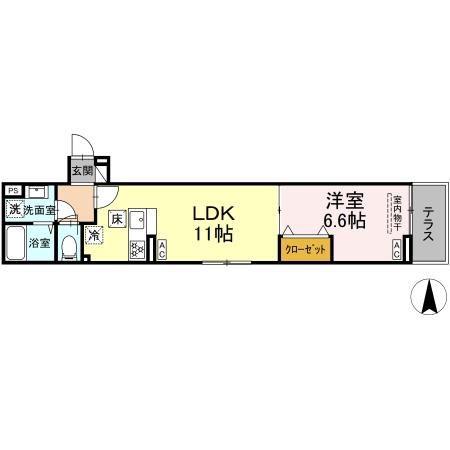 セレスティア南花畑IV(1LDK/1階)の間取り写真