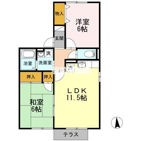 セジュールよあけ(2LDK/1階)の間取り写真