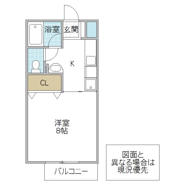 ヴィラOGAWA(1K/1階)の間取り写真