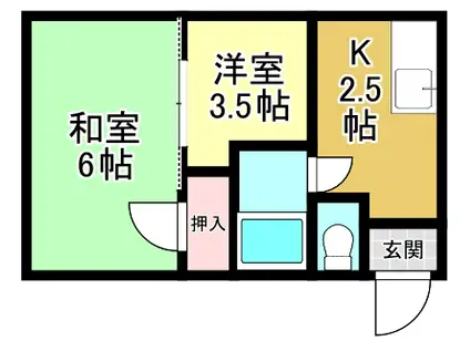 コーポ盛本B棟(2K/2階)の間取り写真
