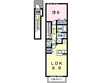 JR東海道本線 岐阜駅 バス乗車時間:20分 最寄りバス停で下車 徒歩9分 2階建 築20年(1LDK/2階)の間取り写真