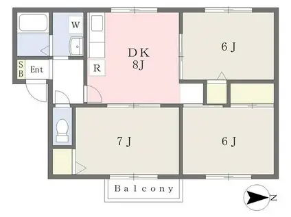 ハイカムールビレッヂ(3DK/1階)の間取り写真