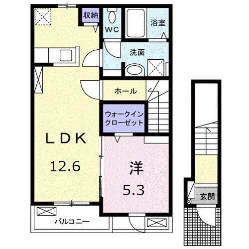 アプファールドI(1LDK/2階)の間取り写真