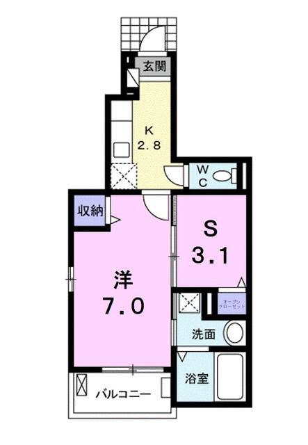 アミューゼ・クレールI(1SK/1階)の間取り写真