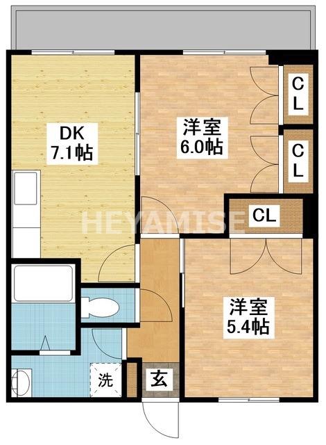 メイプルガーデン愛野(2DK/1階)の間取り写真