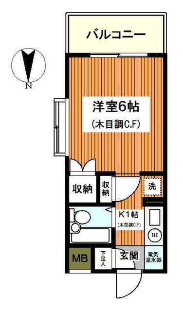 LIZ三ッ沢(1K/2階)の間取り写真