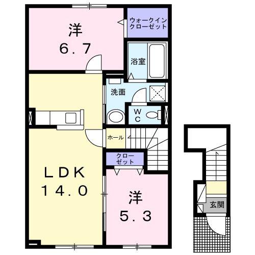 ベル セリシール(2LDK/2階)の間取り写真
