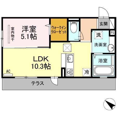 ルミエールM(1LDK/1階)の間取り写真