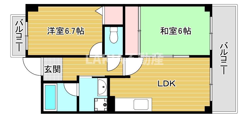 パームヒルズ(2LDK/4階)の間取り写真